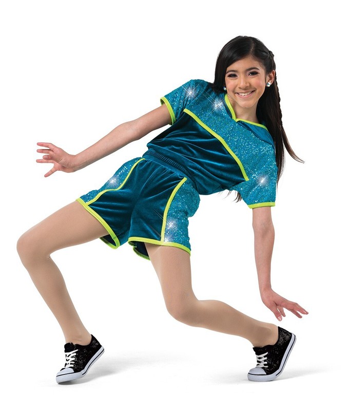 Blue Green Velour Hip Hop Dance Costume, A Wish Come True 22996 “It’s Tricky” LC