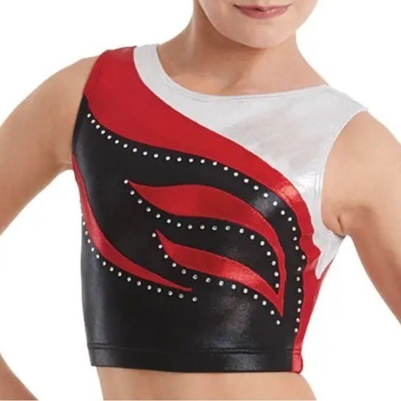Weissman Balera Two Tone Flame Bra Top Red Black Athletic Crop Top NEW Size L/XL