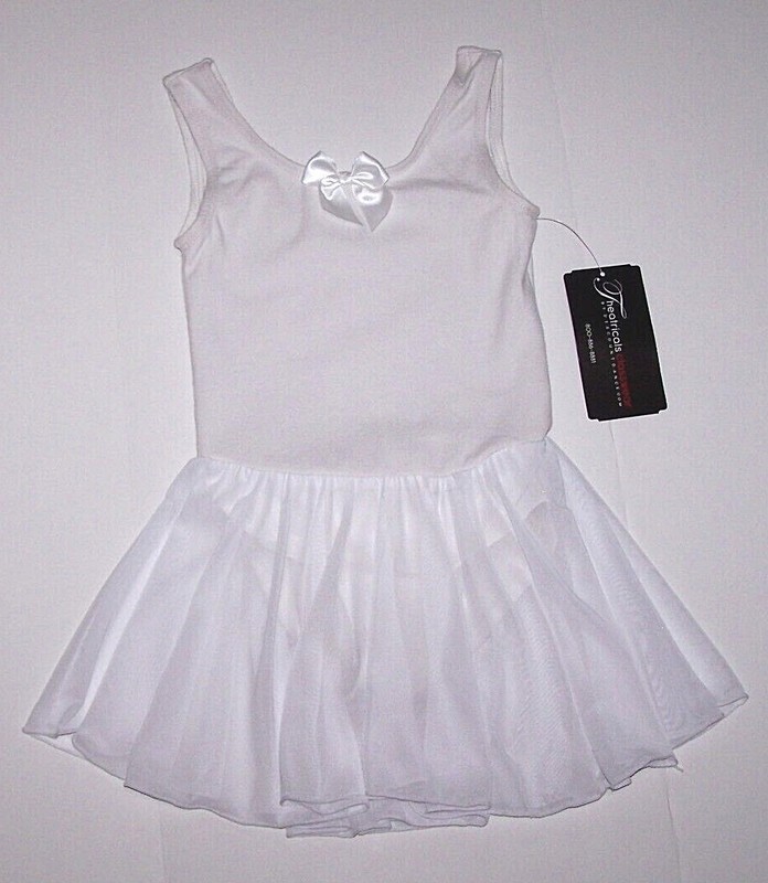 Theatrical Classwear Leotard Dress Tutu Bodysuit White New Child Girl XS or XL