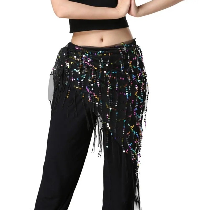 Belly Dance Costumes Sequins Tassel Belly Dance Hip Scarf for Women.