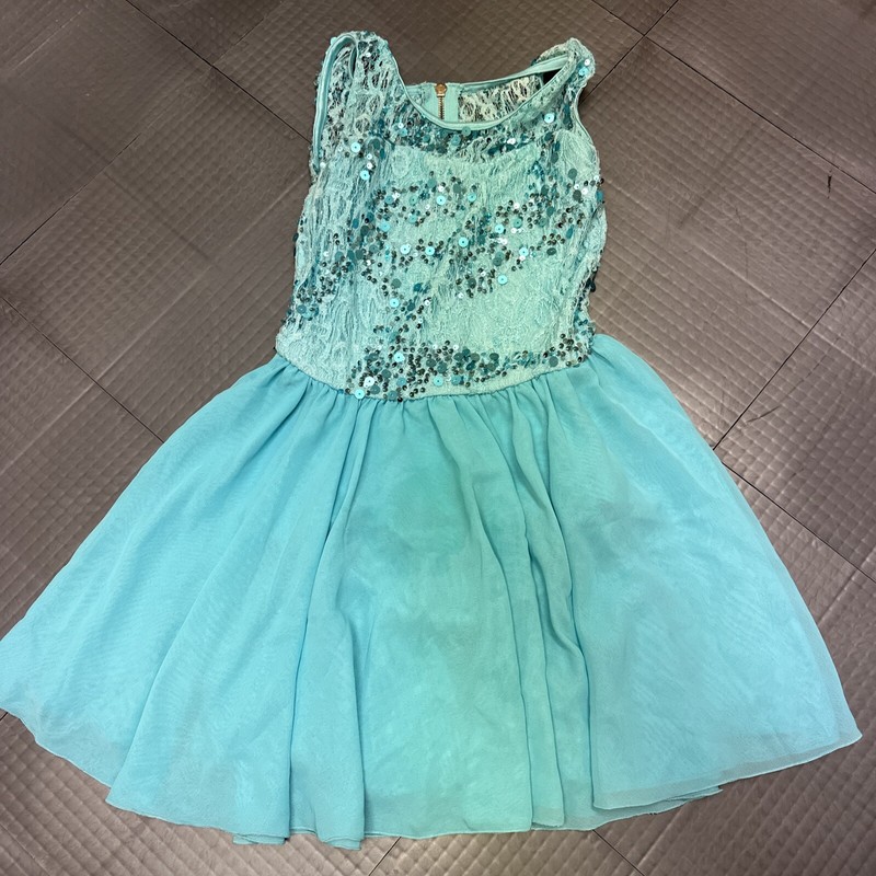 WEISSMAN Dance ivory Aqua blue lace sequin Costume Listen 6883 Adult SA