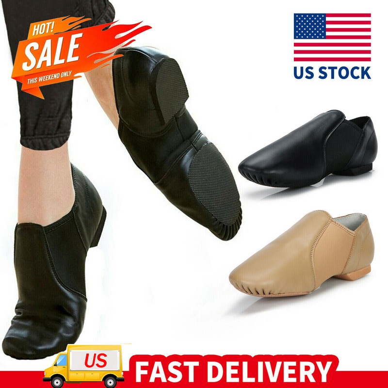 Linodes Synthetic Leather Jazz Shoe Slip-on for Women and Men's Dance Shoes