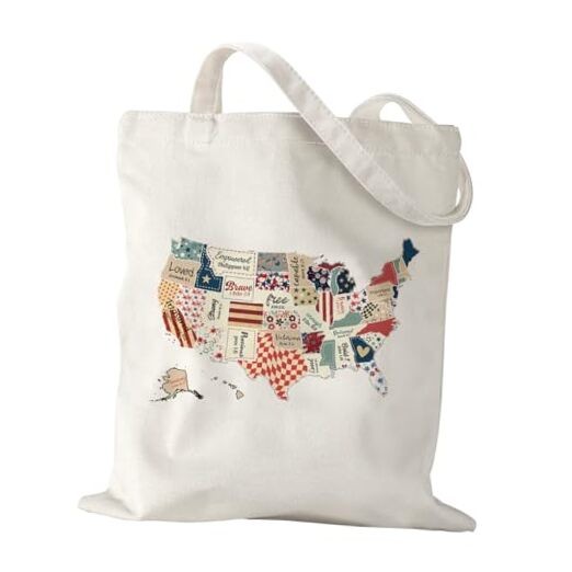 Patriotic Tote Bag for Women America 4th of July Memorial Day Independence Map