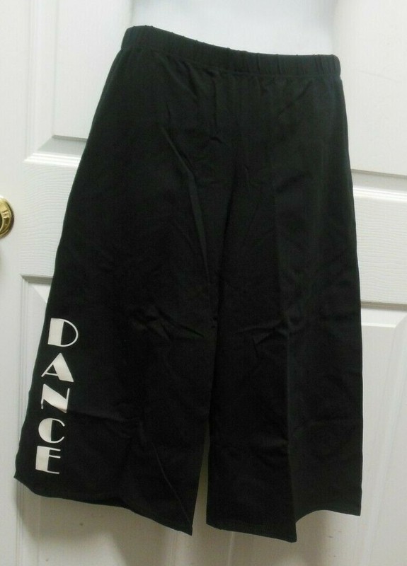 “DANCE” Wide leg Capri PANTS Black Cotton Spandex Child Ladies Great coverup