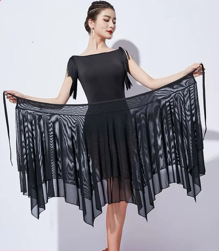 Latin Rumba Salsa Ballroom Dance Skirts Practice One Piece Performance Dancewear