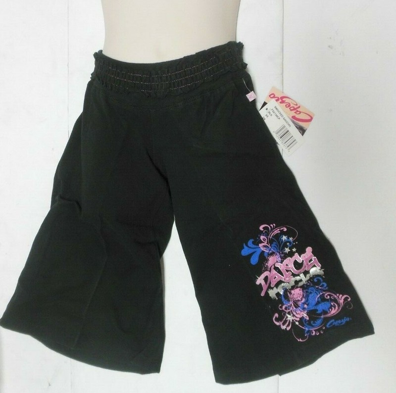 CAPEZIO GIRLS Smocked Gaucho Dance Pants Screenprinted XSM ch (fits girls 4-6C)