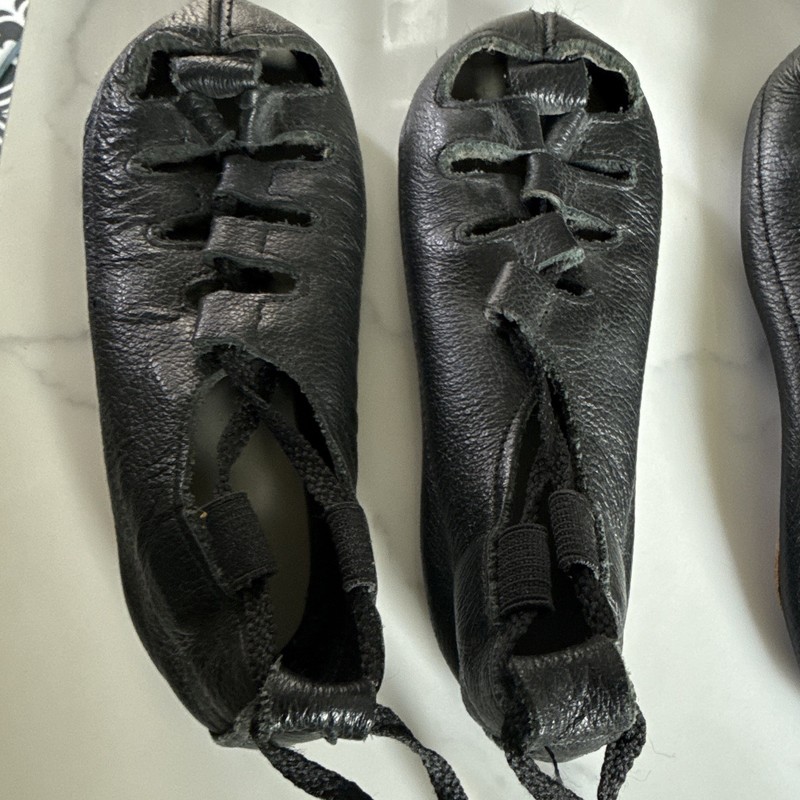 Soft Gillies Irish Dance Shoes Black Leather Lace-Up , Leather Soles, child 10