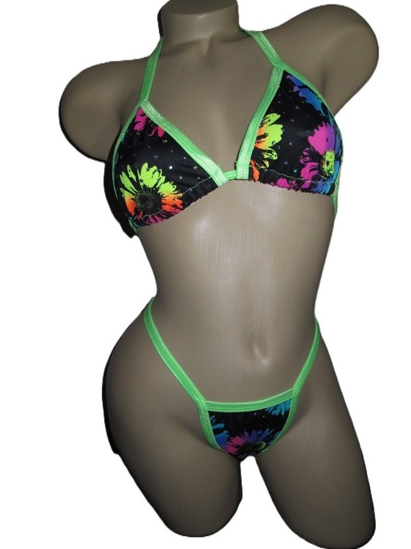 Multicolor Sunflower Exotic Dancewear Stripper Pull On Thong Bikini Exoticwear gallery