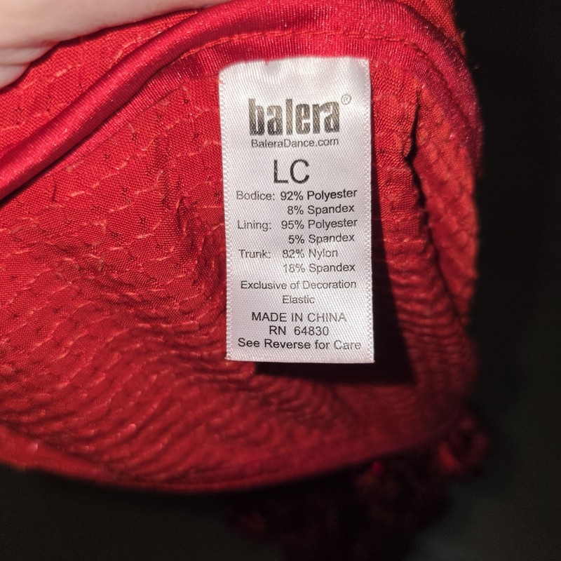 Balera Sequin Shift Dance Dress Red Long Sleeve W/ Unitard Sz Child's Large 14 gallery