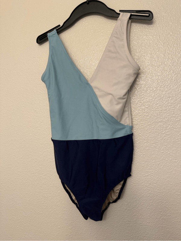 Five 5 Dance contemporary color block V-neck blue leotard SA-Small adult