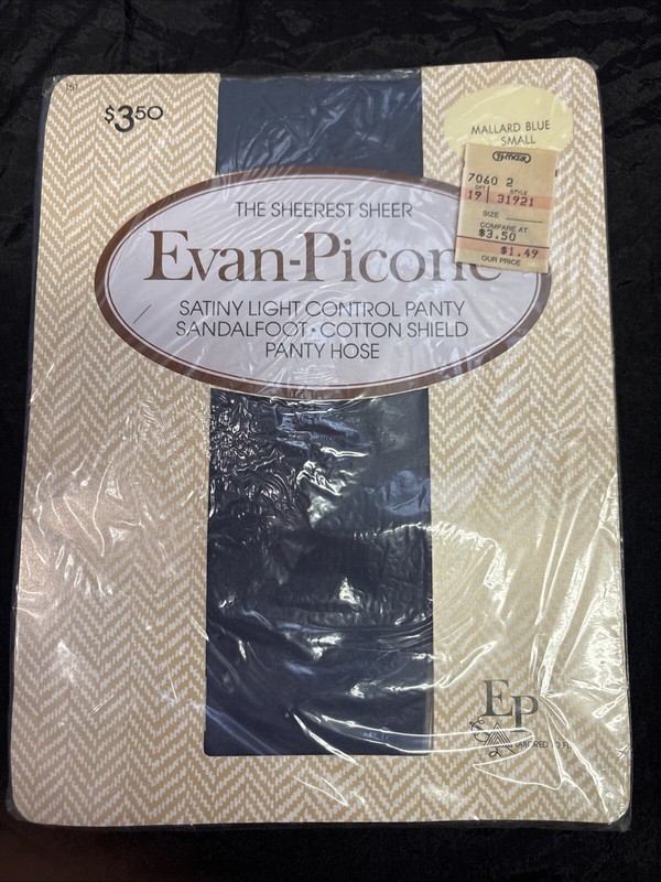 Lot 1 Vintage EvanPiccone Sheer Pantyhose Mallard Blue Small New Sealed Freeship
