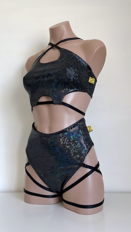 Schminke 😽 Baby Evils bra top dance set Pole-wear pleasure bottoms hologram gallery