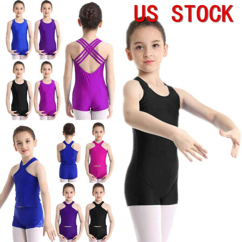 US Girls Bodysuit Dance Gymnastics Slin Fit Jumpsuit Shorts Yoga Fitness Leotard gallery