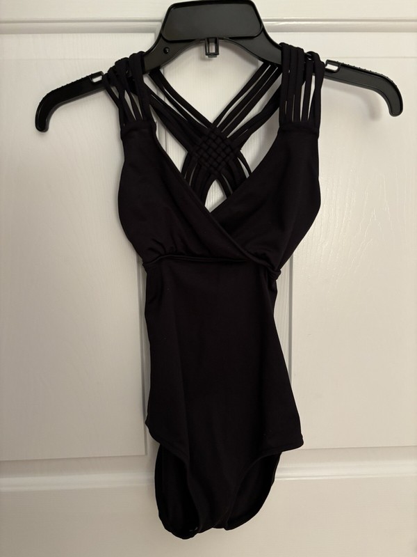 Unbranded Black V-Front Strappy Leotard, Presumed Women’s Sz Medium