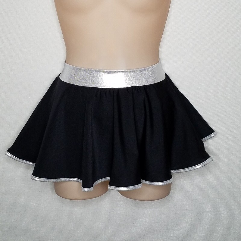 Sidelines CIRCLE SKIRT Dance Costume Black With Color Trim & Size Choice New