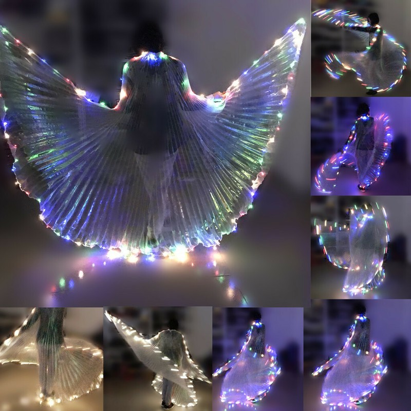 LED Isis Wings Belly Dance Cosplay Glow Show Light Up Costume Festival Wing Wear