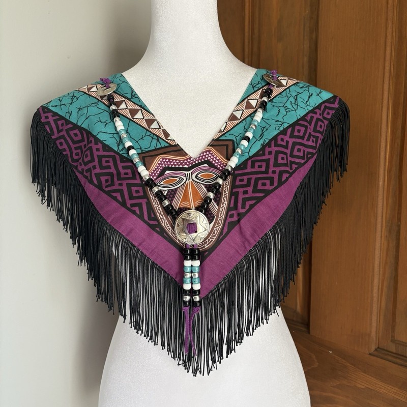 Vintage Square Dance Western Fringe Bandana Shoulder Cover Shawl Rodeo Cowgirl