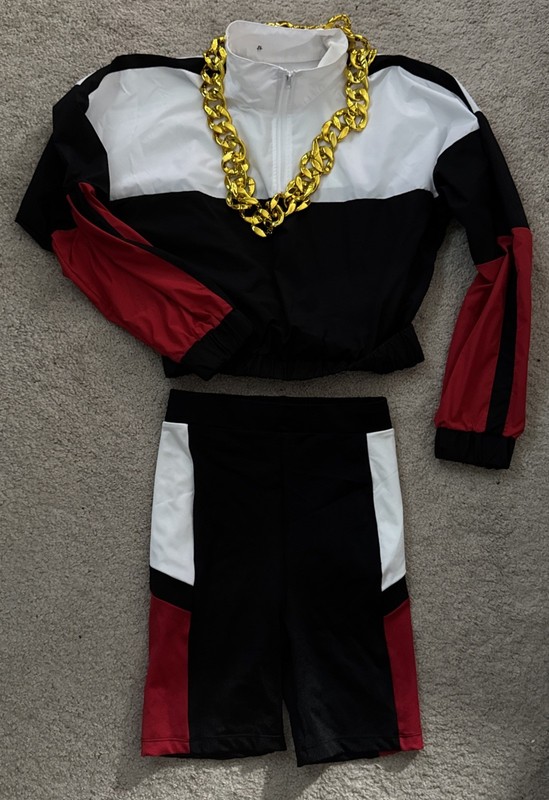 Revolution Windbreaker Gold Chain Pullover Shirt Shorts Black White Red Dance SA