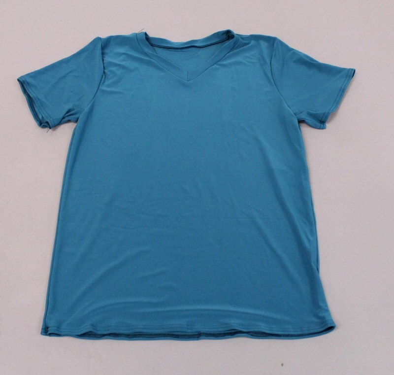 Balera Adult’s Basic V-Neck Short Sleeve Dance Shirt LV5 Teal Small