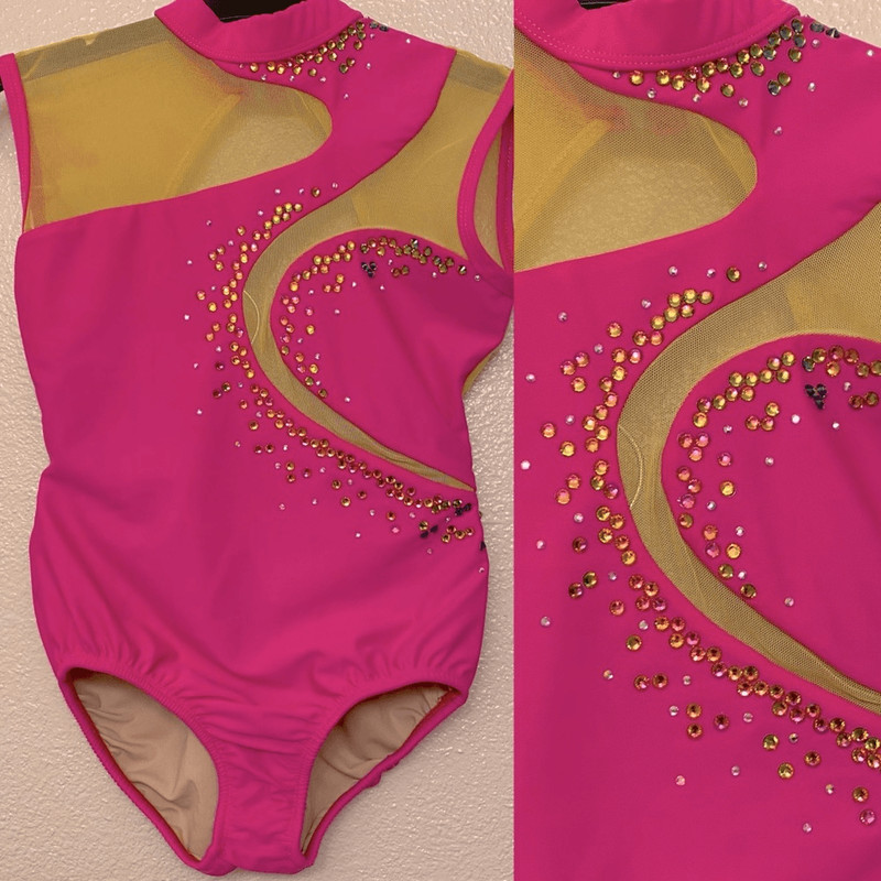 LA dance custom Solo neon pink yellow mesh cutout contemporary acro XSA