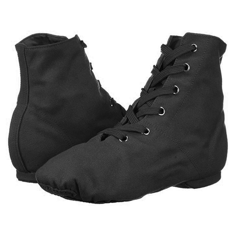 Danzcue Womens Black Canvas Lace up Jazz Boot Shoes, 7 M US