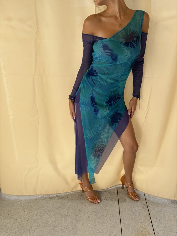 Ballroom & Latin Rhythm Competition Dress XS/S Blue Sexy Gorgeous Vintage