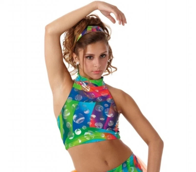 Allegria CROP TOP Version #2 Adult 2XL Dance Costume Multi Color Foil Print