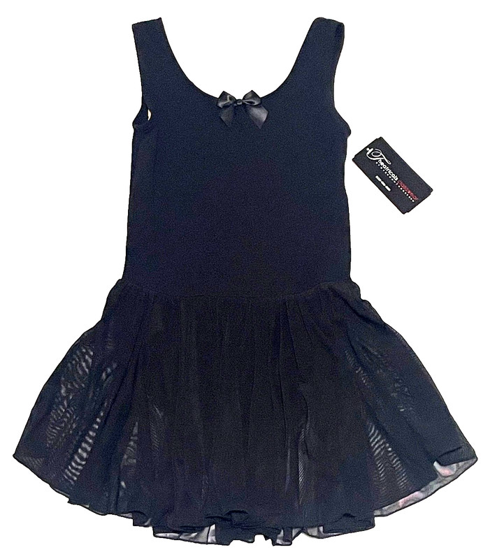 Theatricals Classwear Leotard Tank Dress Skirt Bodysuit Black New Girl XL 12/14