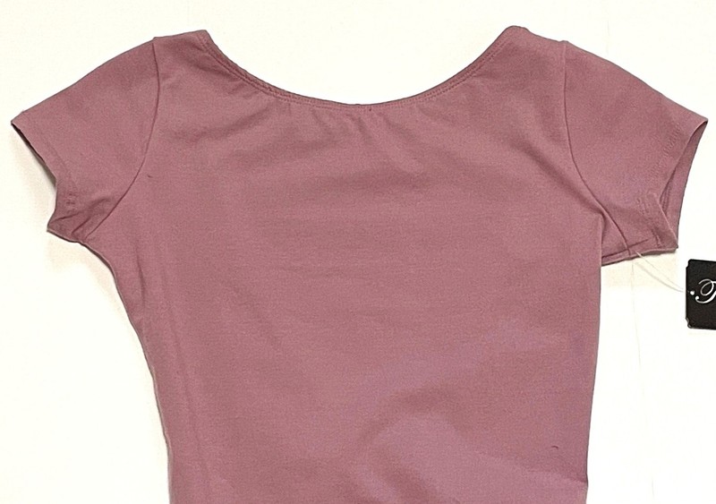 Theatricals Dancewear Leotard Bodysuit SS Deep V-Back TH5559 Mauve New Nwt Women gallery