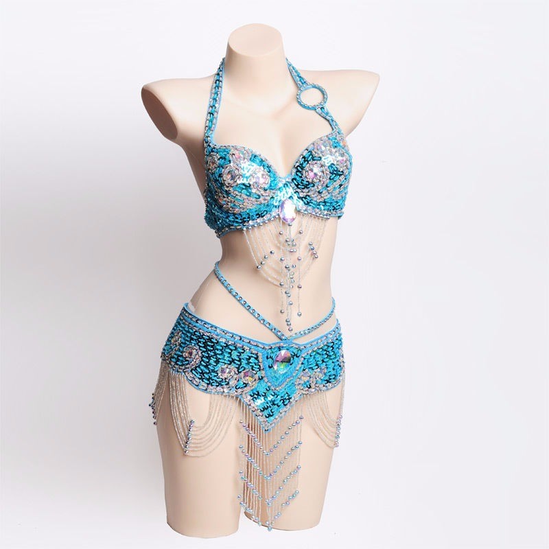New Belly Dance 2 pics Costume Bra+ Belt Set Outfit Carnival Dress Dance Costume gallery