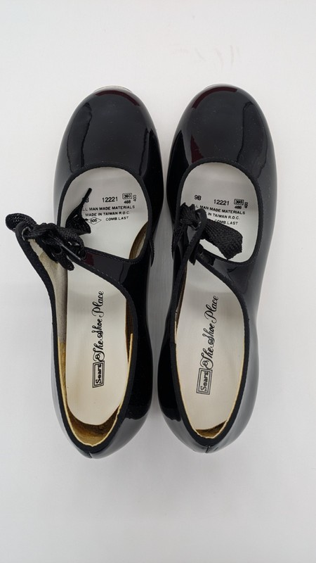 VINTAGE SEARS 12221 WOMEN'S TAP BLACK HEELED SHOES SZ 9B MADE IN TAIWAN WITH BOX gallery