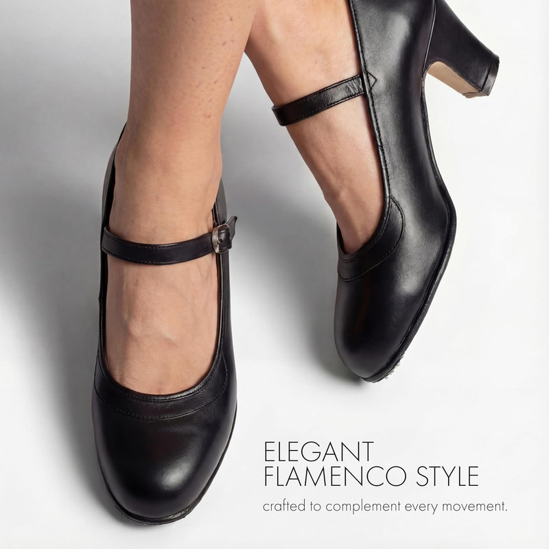 Women’S Flamenco Shoes with Nails, Beginner Folklorico Dance Shoe, 5Cm Heel, Mad gallery