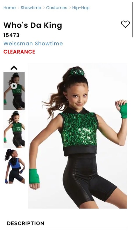 EUC Weissman Dance Costume small Child Who’s Da King #15473