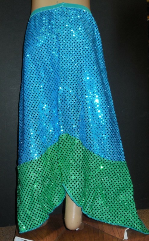 Mermaid Tail Sequin Skirt Turquoise Green Elastic Waist Child Sizes NWT