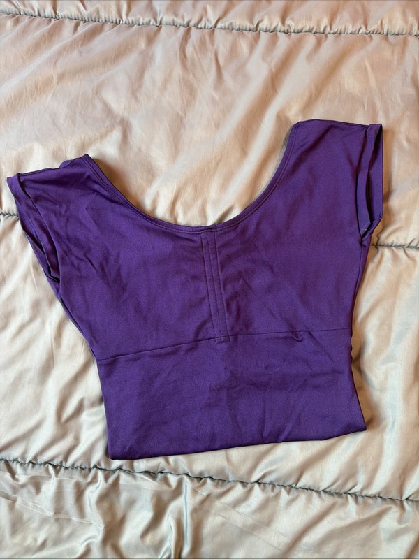 Gaynor Minden Purple Ballet Dance Leotard Medium Tactel Lycra Adjustable Front D