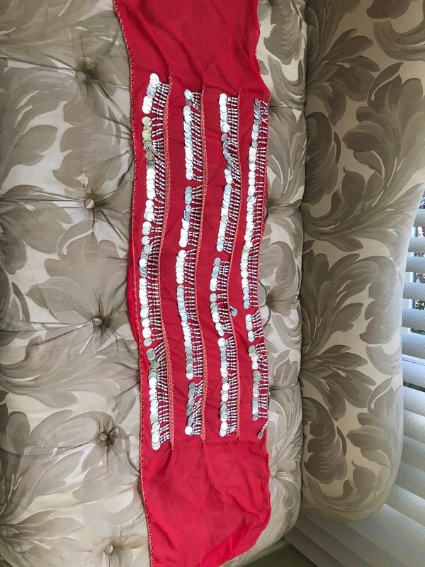 Belly Dancer Coins Scarf Red, Black & Silver & Black and Gold