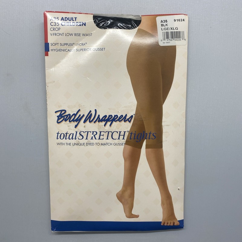 VTG BODY WRAPPERS ADULT totalSTRETCH CROP V-FRONT LOW RISE WAIST A35 L/XL BLACK