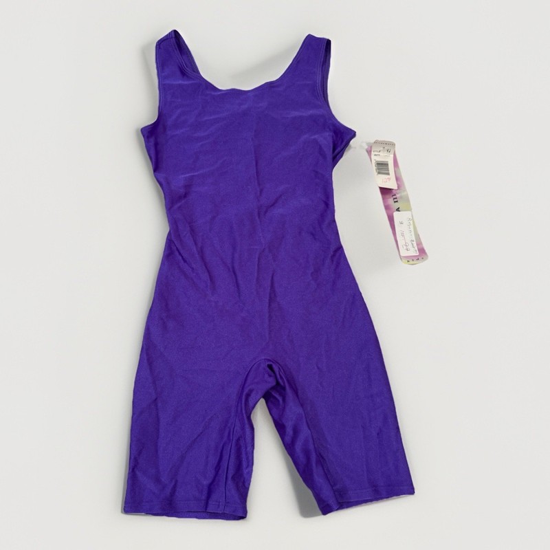 NEW vintage Biketard Unitard Purple Shiny Gilda Marx Size XS (YJ) Abstract Retro