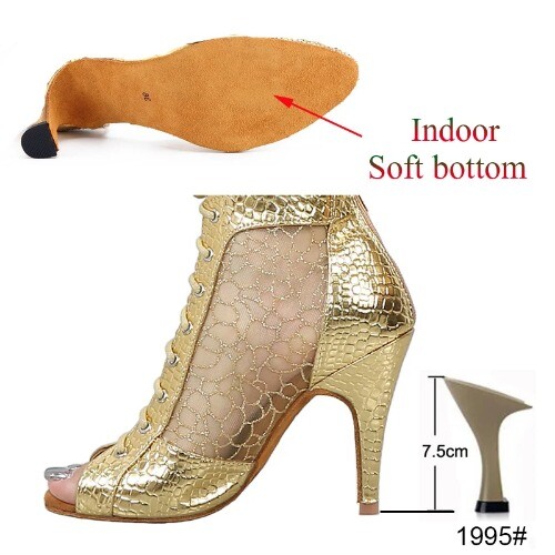 Latin Dance Shoes Women's Salsa Tango Ballroom Party Heeled Boots Rubber Sole gallery