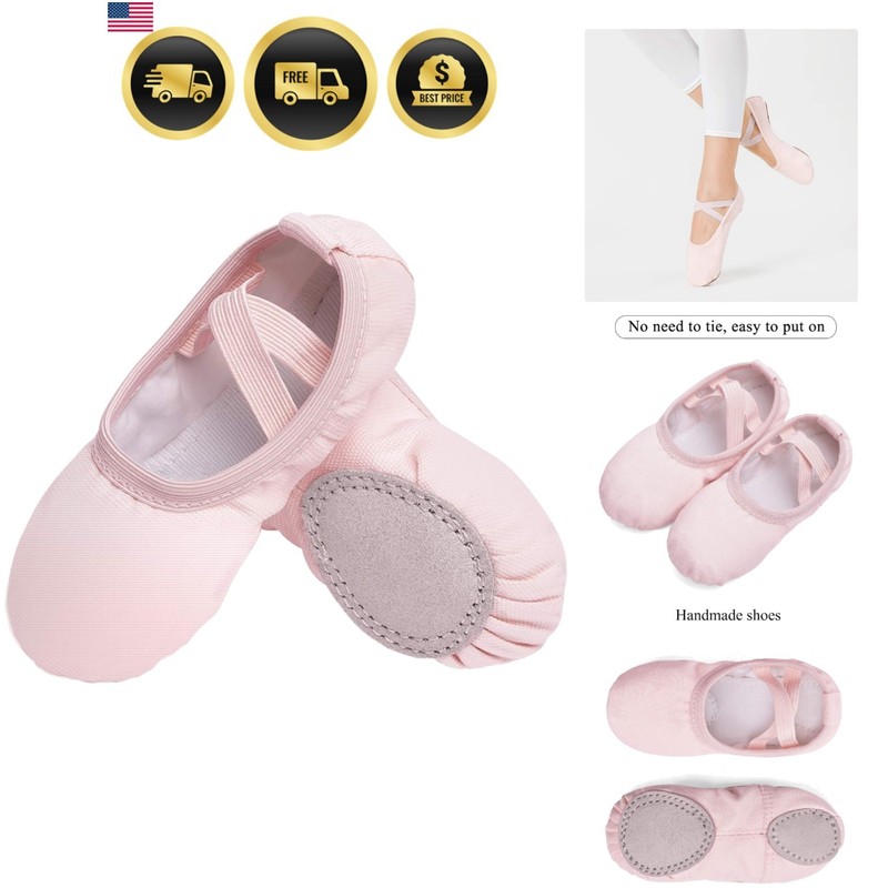 Canvas Ballet Shoes Toddler Girls Ballet Slippers No-Tie Boys Dance Shoes