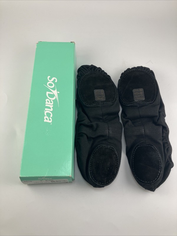 So Danca SD16 (Size 11-11.5)Women's Black Canvas Ballet Shoes Split Sole Elastic gallery