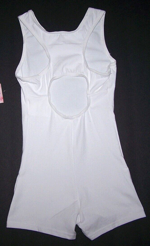 Natalie Theatrical Biketard Unitard Leotard Bike Shorts Bodysuit White New Girl gallery