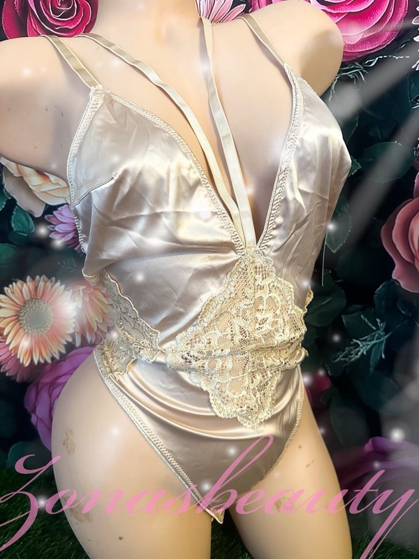 Nude Color Exotic Dancer Flashy Strip Dance Lace Strip Sassy Bodysuit