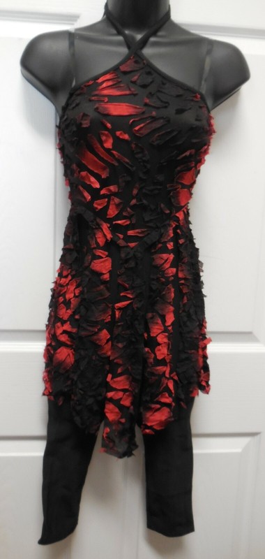 BLACK RED SKIRTED halter UNITARD DANCE ADULT SIZES LYRICAL CONTEMPORARY NWT