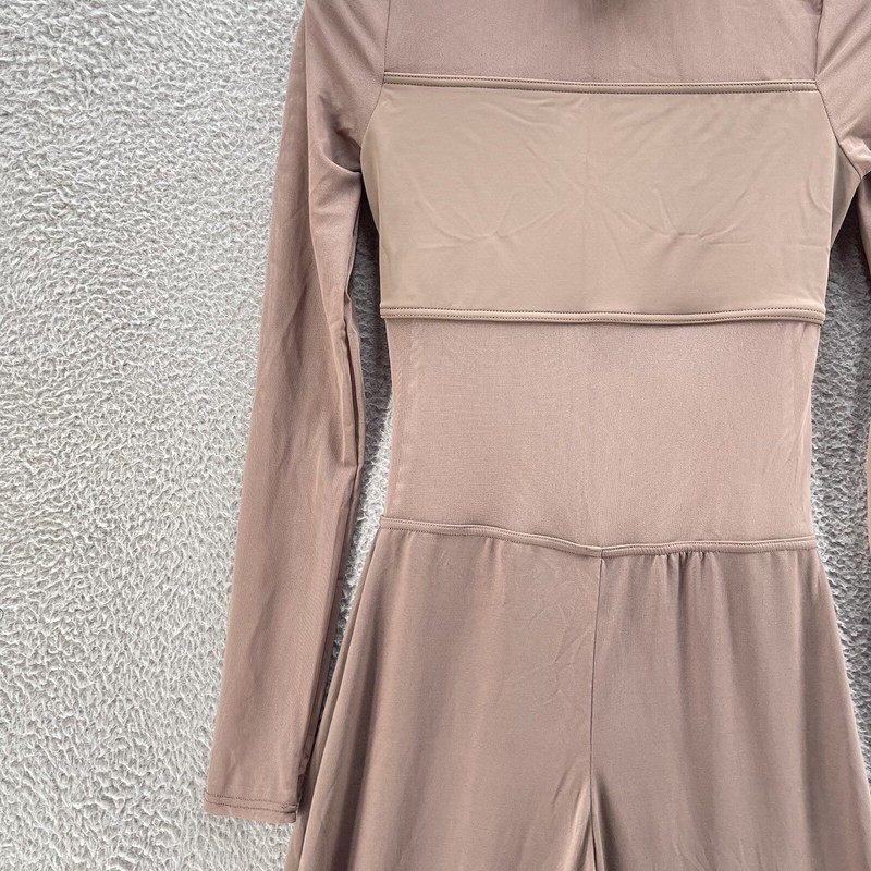 Balera Jumpsuit Women Small SA Tan Natural Wide Leg Stretch Light Dancewear gallery