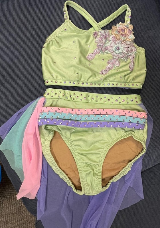 Custom Lyrical Dance Costume Unique , Rainbow , Colors Size 8-10 Child