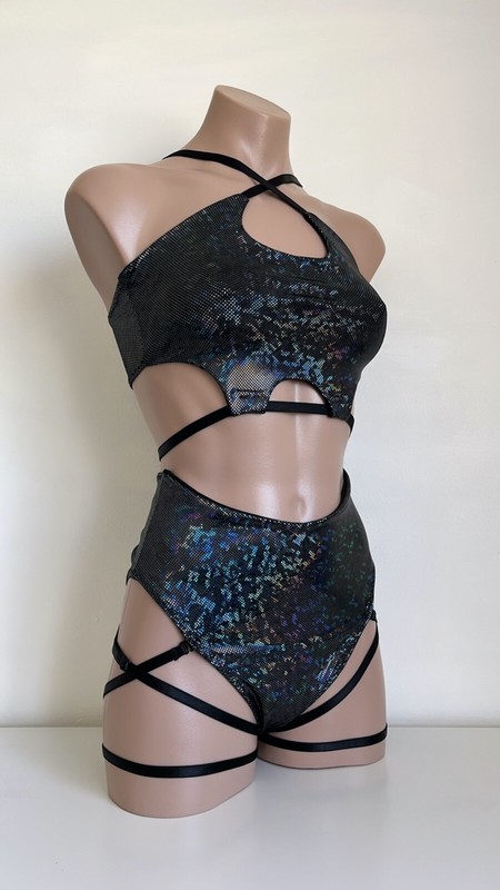 Schminke 😽 Baby Evils bra top dance set Pole-wear pleasure bottoms hologram gallery