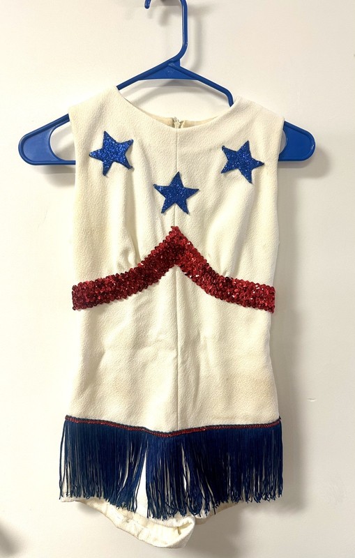 Vintage 1960-70 Dance Sequined Costume all in one with fringe Small Adult