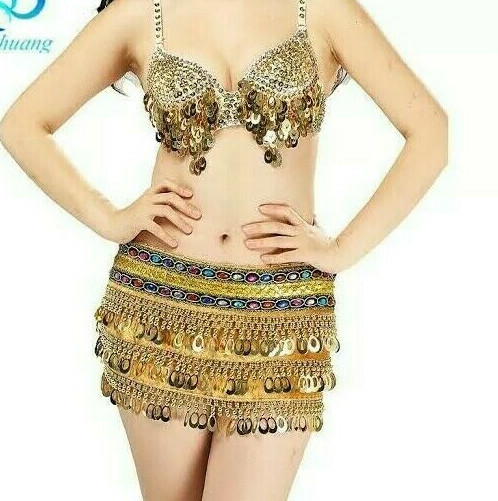 New Bra and Belt, short Skirt belly dance costume made any color silver or gold