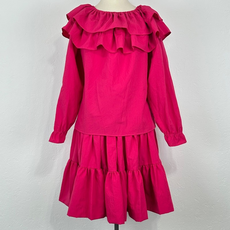 Womens Square Dance Rodeo Queen Outfit Sz Small Hot Pink Ruffle Ranch Western